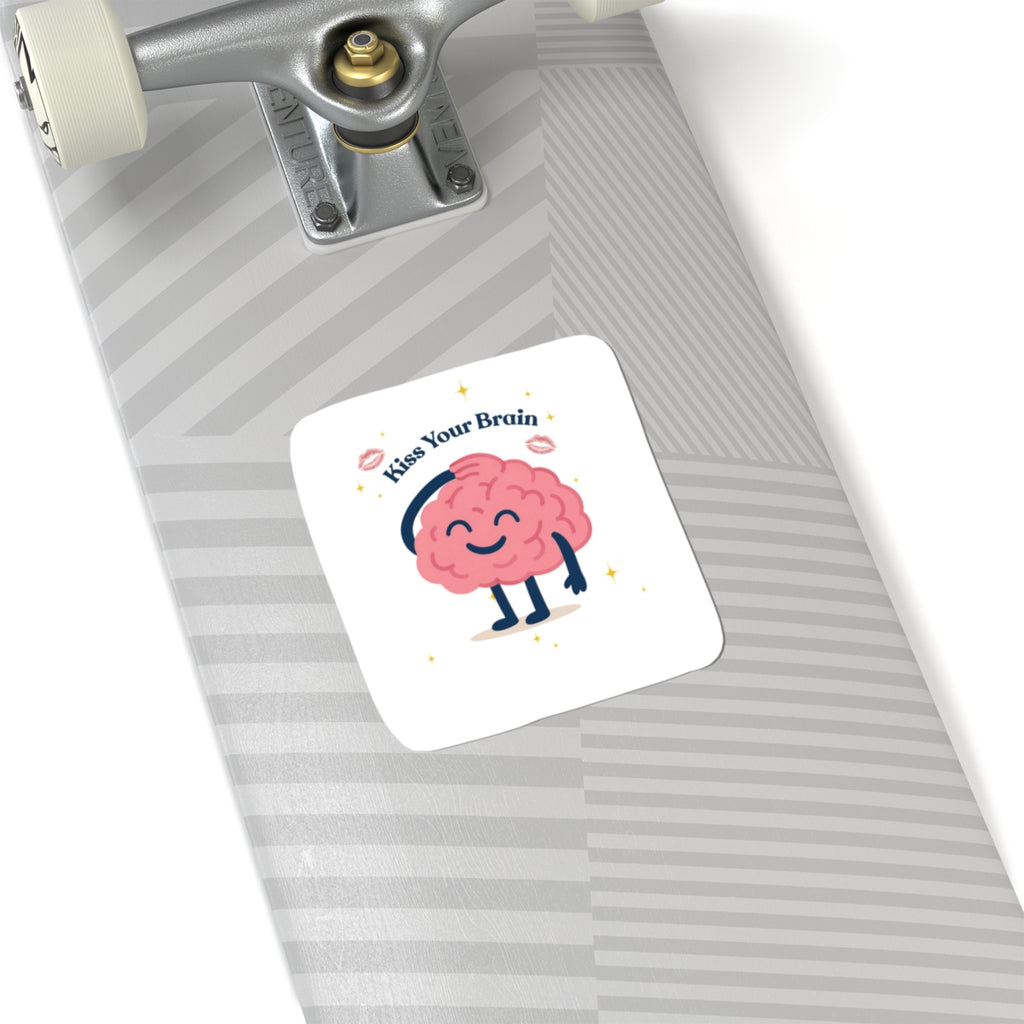 Kiss Your Brain Cute Brain Sticker — Funny Laptop & Notebook Decal