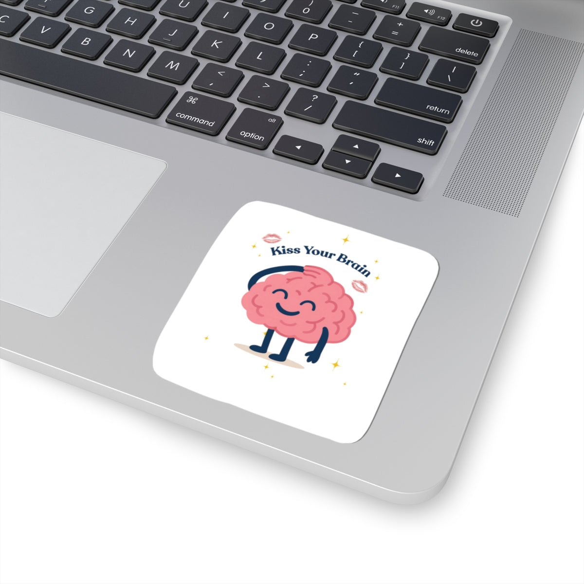 Kiss Your Brain Cute Brain Sticker — Funny Laptop & Notebook Decal