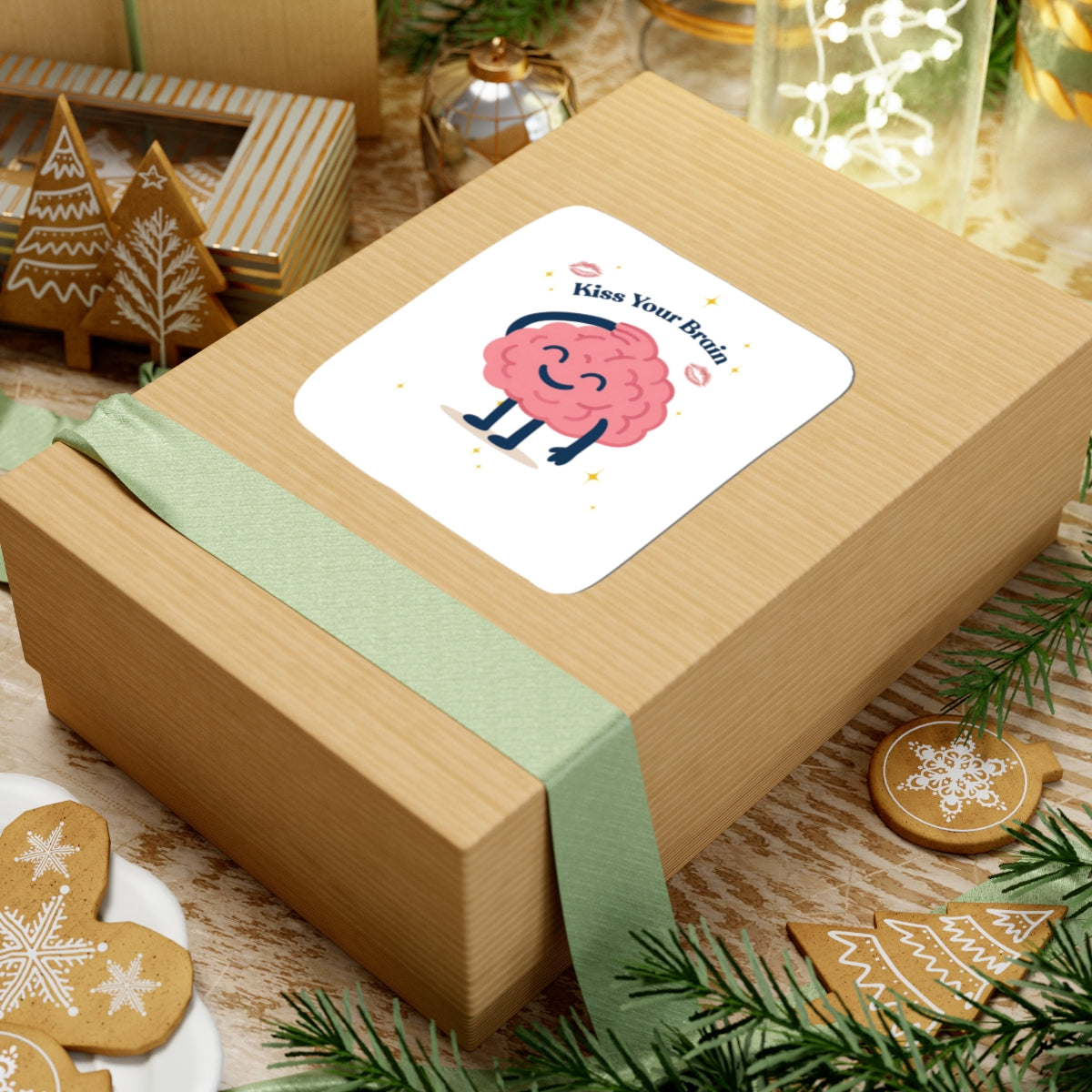 Kiss Your Brain Cute Brain Sticker — Funny Laptop & Notebook Decal
