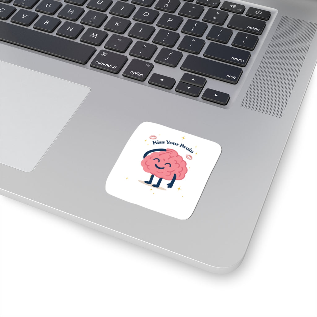 Kiss Your Brain Cute Brain Sticker — Funny Laptop & Notebook Decal