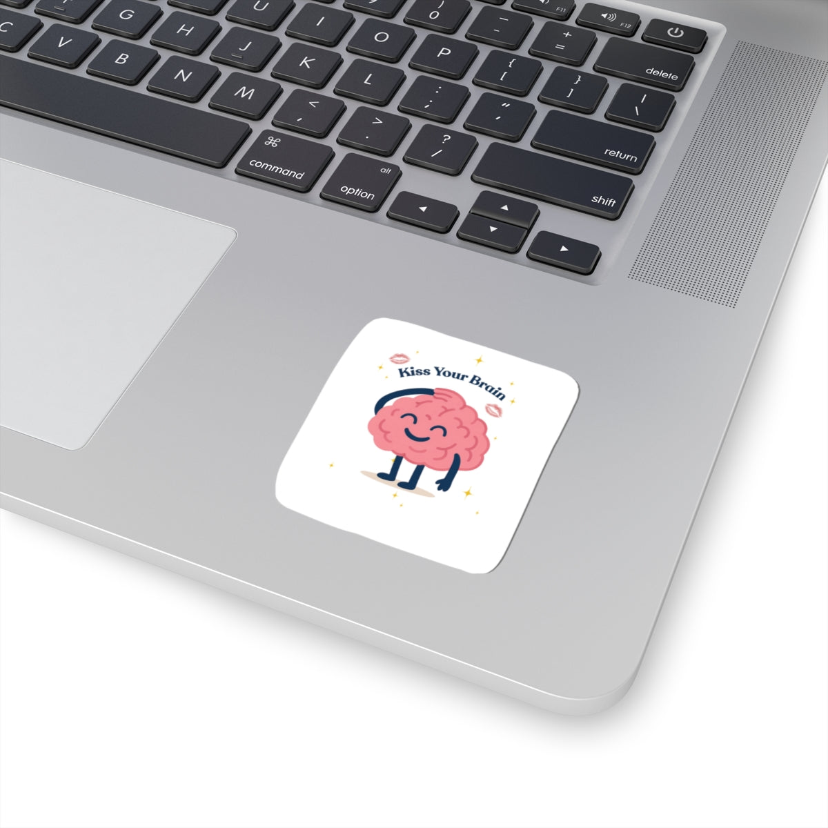 Kiss Your Brain Cute Brain Sticker — Funny Laptop & Notebook Decal